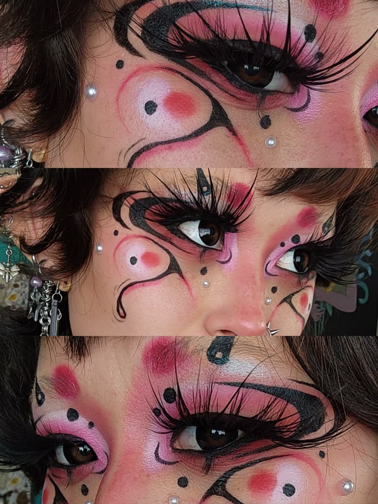 oni inspired makeup :^) black and red graphic liner