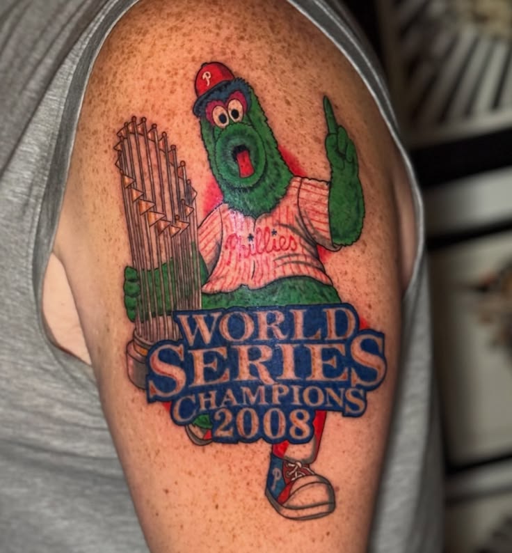 Fresh Phillie Phanatic tattoo by Eric Camarota at 12 oz. Stu