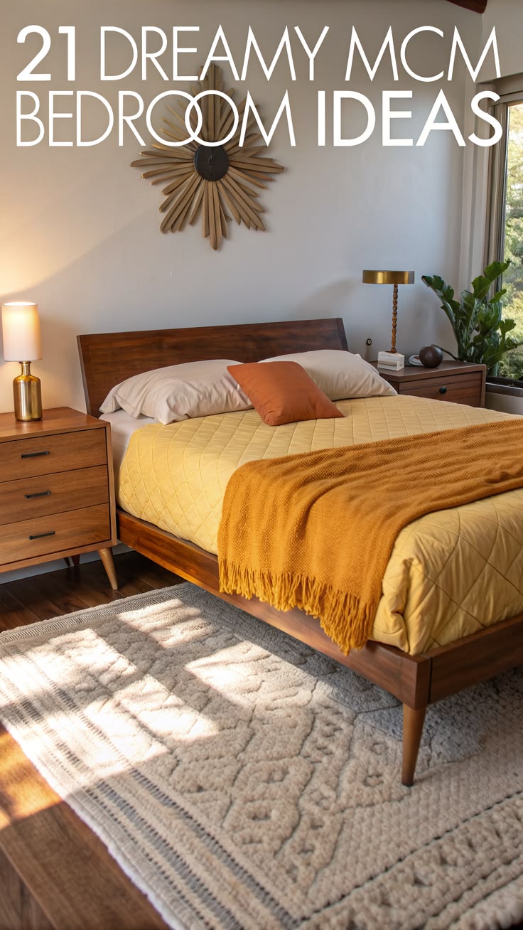 Mid-century modern queen bed goals ✨ Discover a calm, cozy M