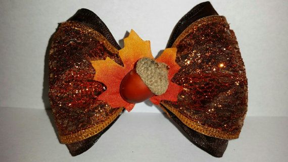 Orange and brown with Acorn Halloween Double Bow #etsy  #gif