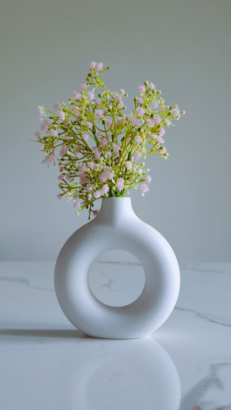 #white #donut shape #flower vase#####
