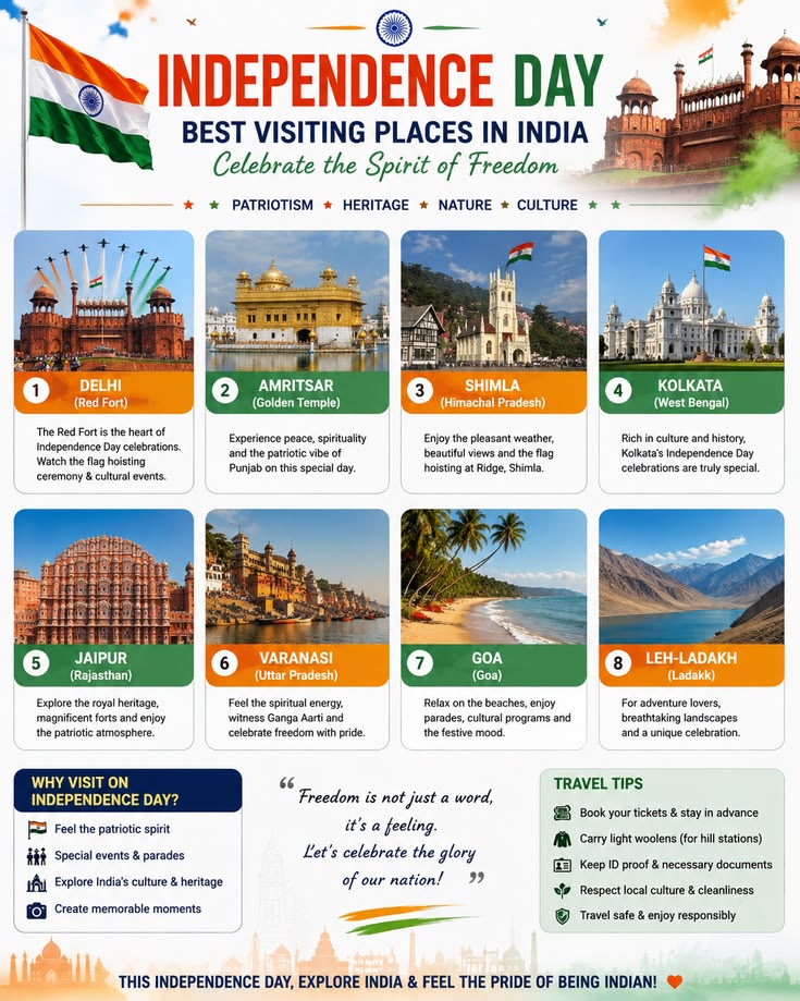 Celebrate the spirit of freedom by exploring India’s most ic