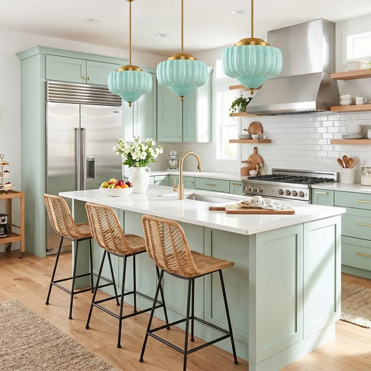 Phyllis 3-Light Gold Brass Island Pendant Light