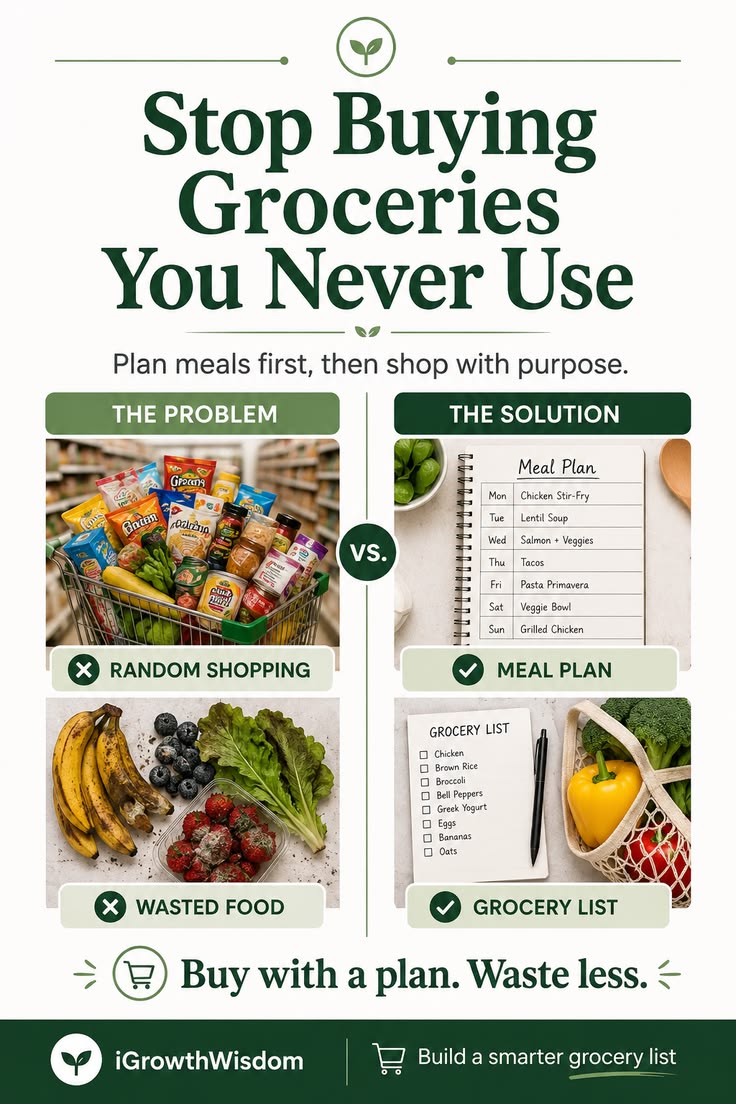 Plan meals first, then shop with purpose. This simple meal p