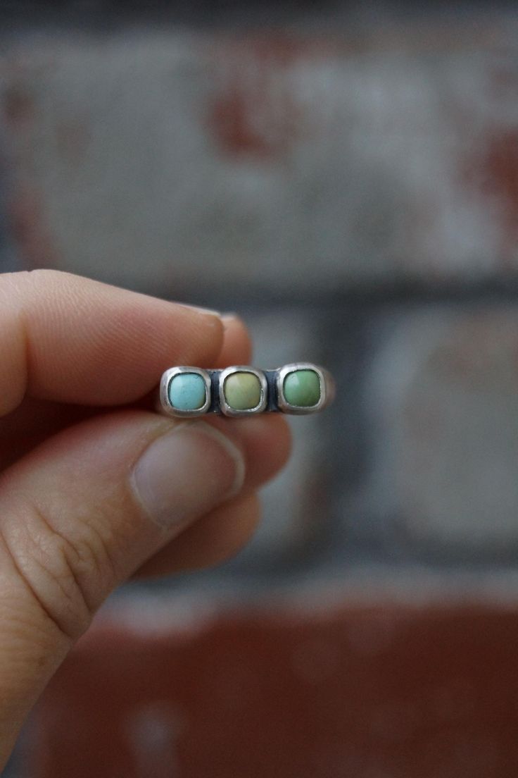 Triple Carico Lake Turquoise Ring. Stone colors are a beauti