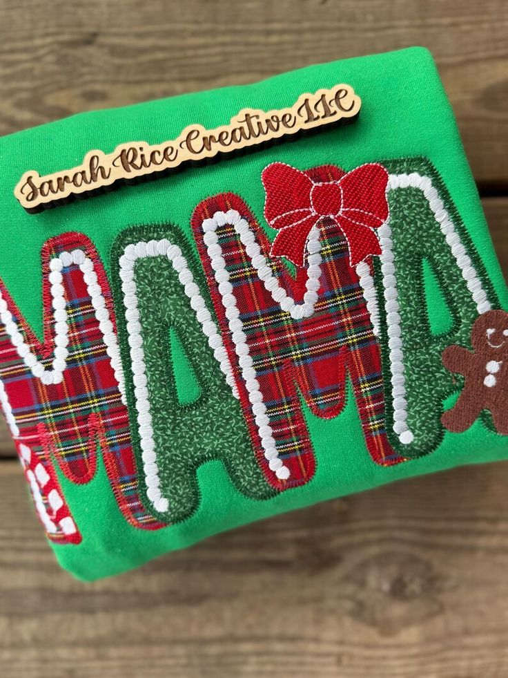 Mama Christmas Embroidered Crewneck, Christmas Appliqué Swea
