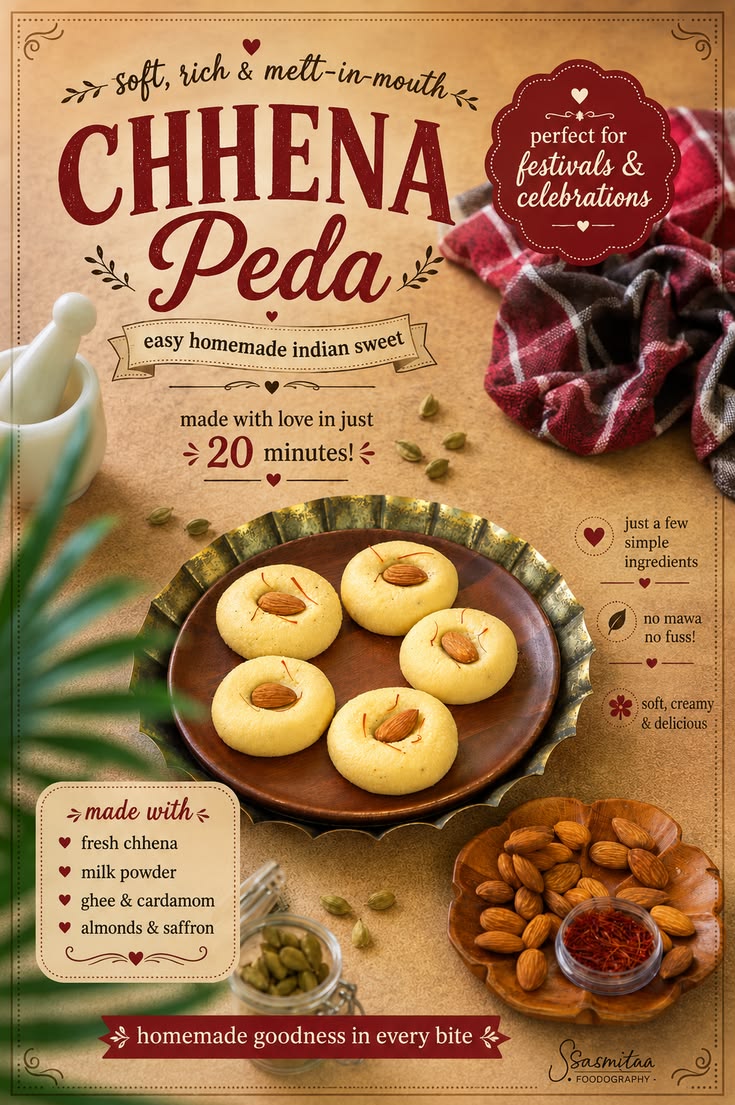Make soft, rich and delicious Chhena Peda at home with fresh
