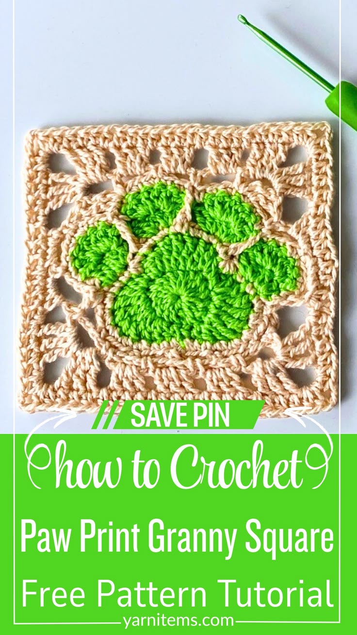 Crochet Paw Print Granny Square Pattern for Animal Lovers