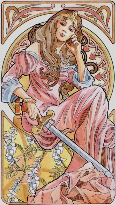 La reine d’épées - Tarot art nouveau par Antonella Castelli