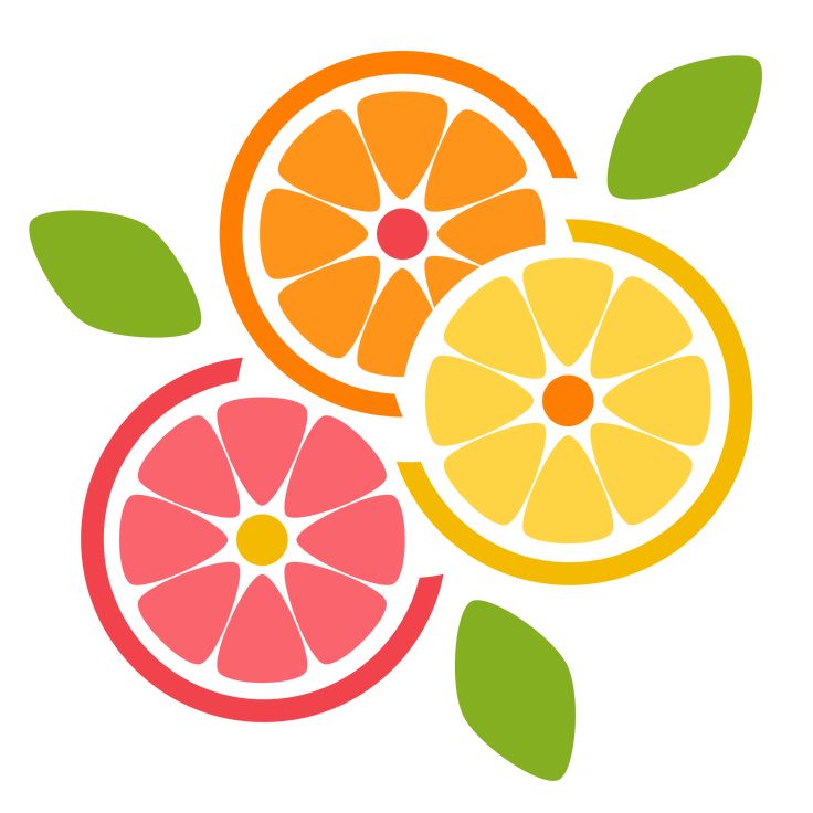 Digital illustration featuring yummy citrus: orange, lemon a