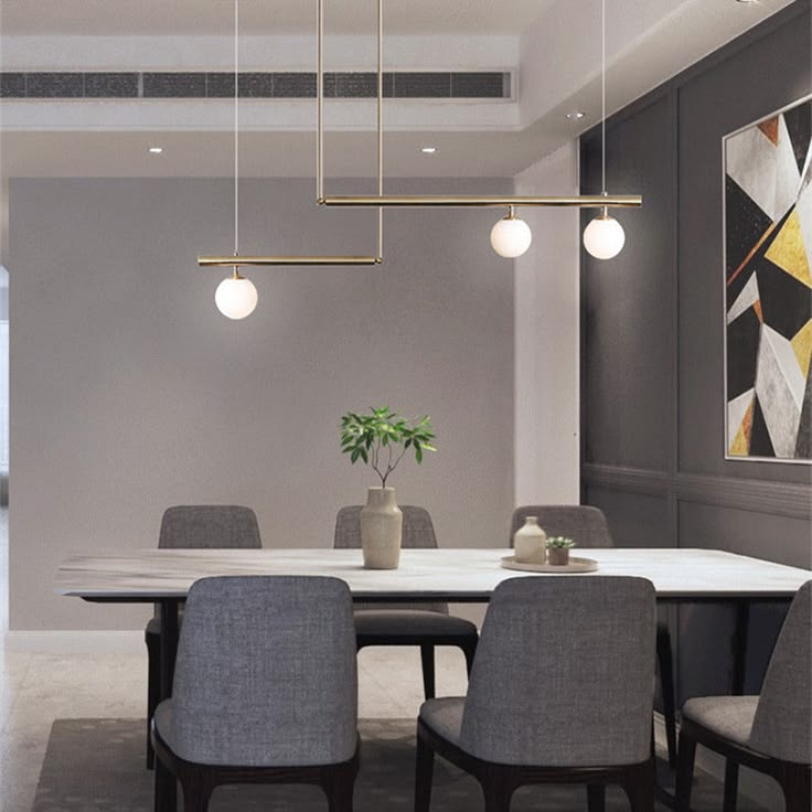 Modern Linear Globe Pendant Light, Minimalist Glass Shade Ch