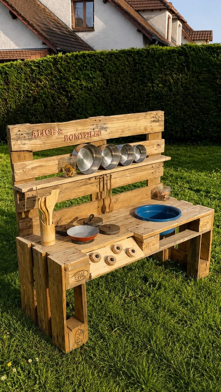 Mud kitchen 👐 en palettes | collaboration commerciale  Ça fa