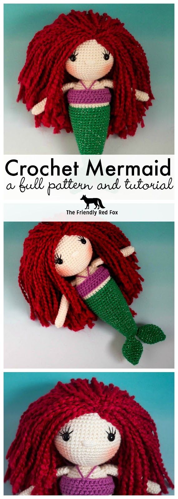 Full pattern and tutorial on this Crochet Mermaid doll with 