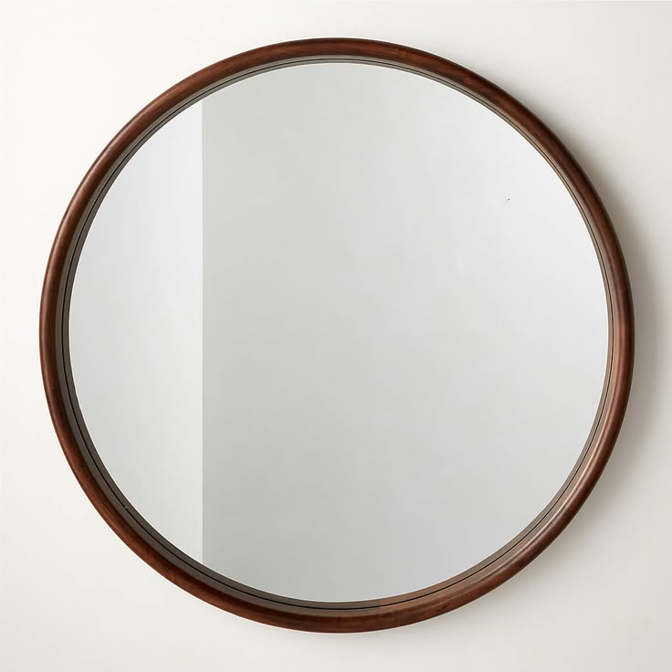 Saone Acacia Wood Round Wall Mirror 48" + Reviews | CB2