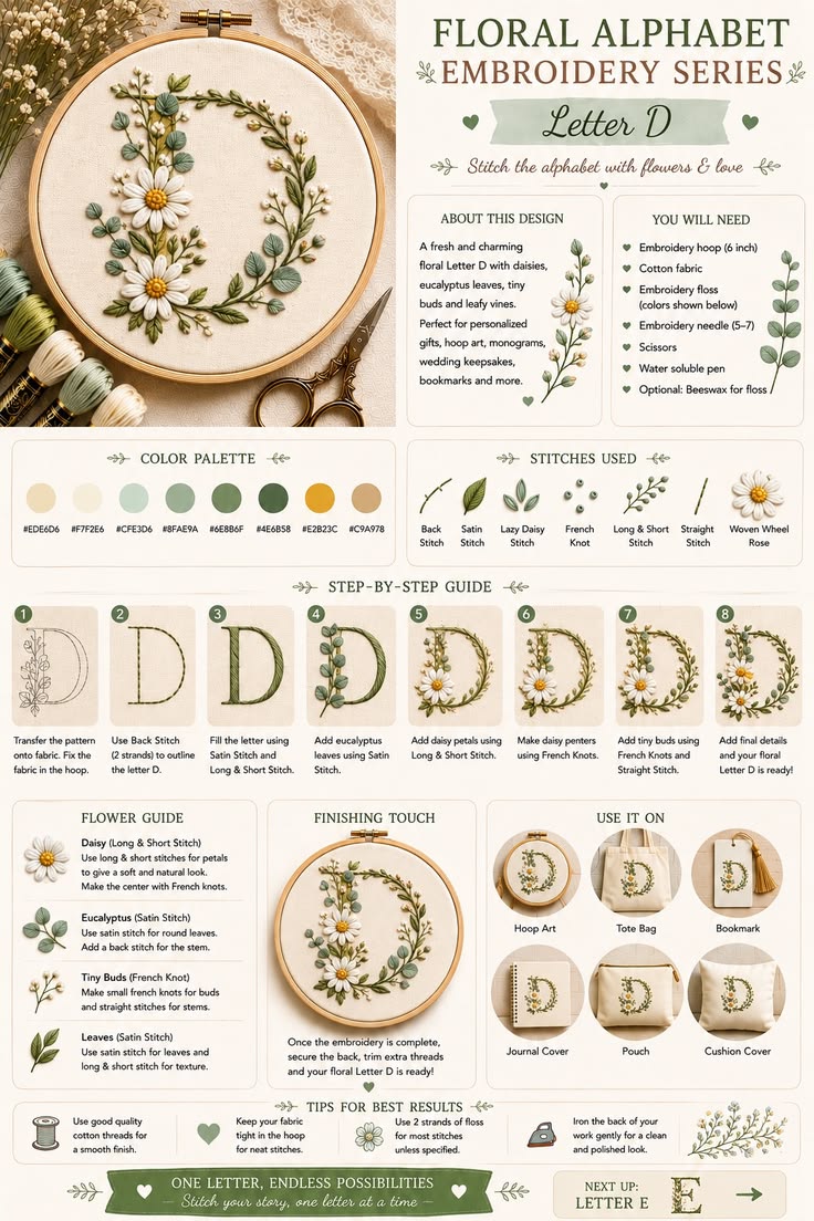 Create a fresh and elegant Floral Letter D with this beginne