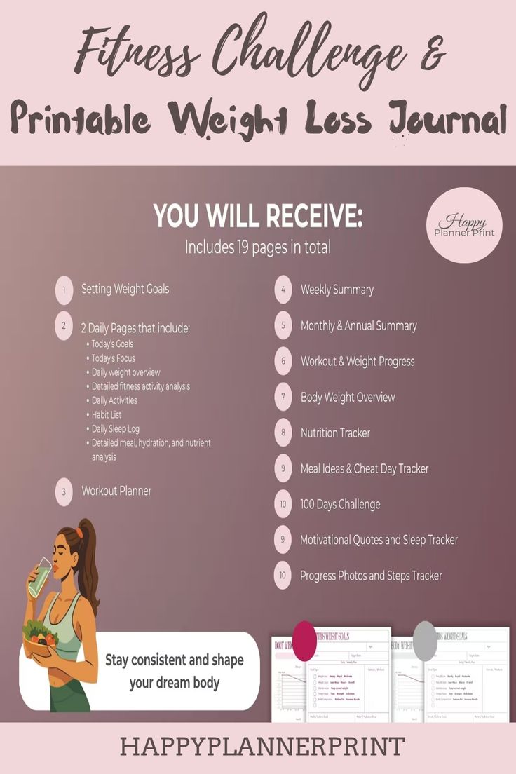 This printable weight loss tracker includes weight loss jour