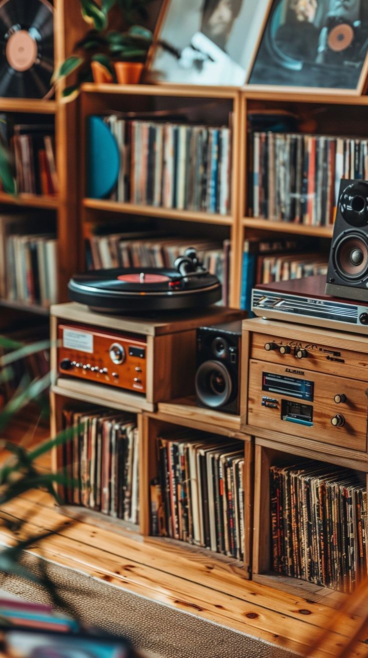 Step into a music lover's paradise with this cozy nook showc