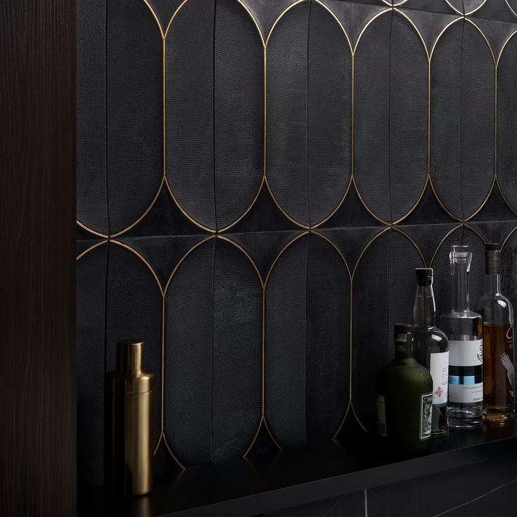 Buy Calypso 3D Carved Nero Black Brass Inlay 8x16 Textured H