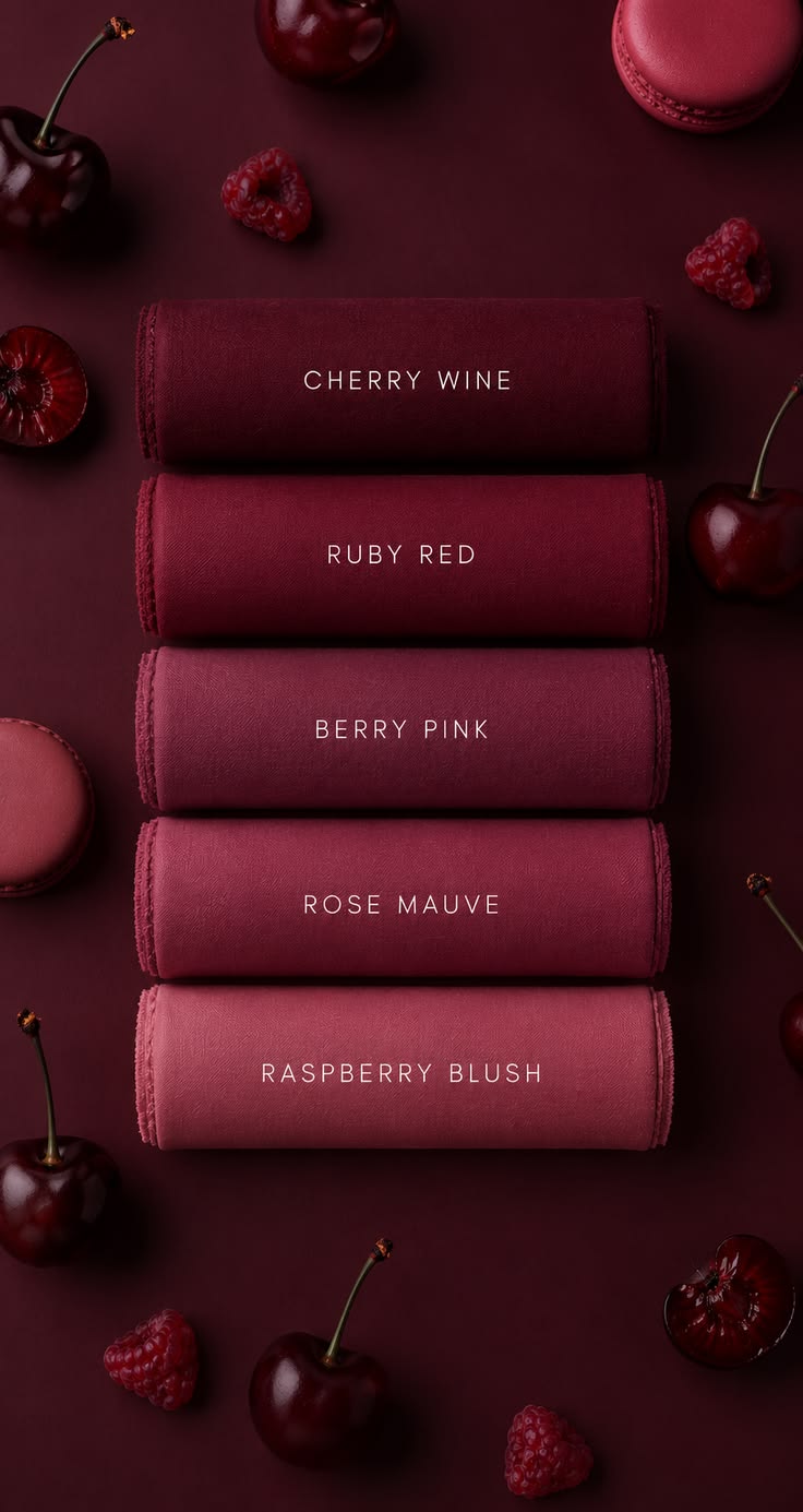 A clean and elegant collection of five cherry-inspired fabri