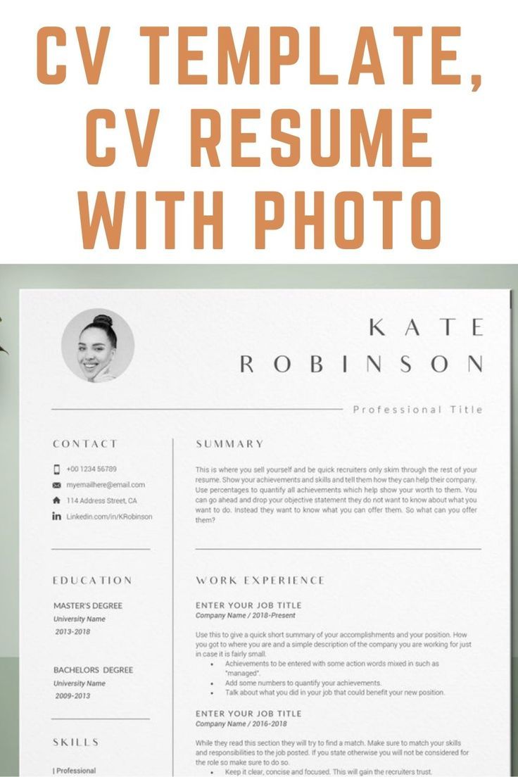 Resume Template, CV Template, CV Resume With Photo, Microsof