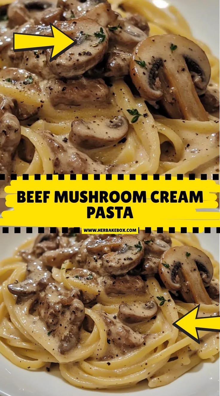 Indulge in Beef Mushroom Cream Pasta for a comforting, cream