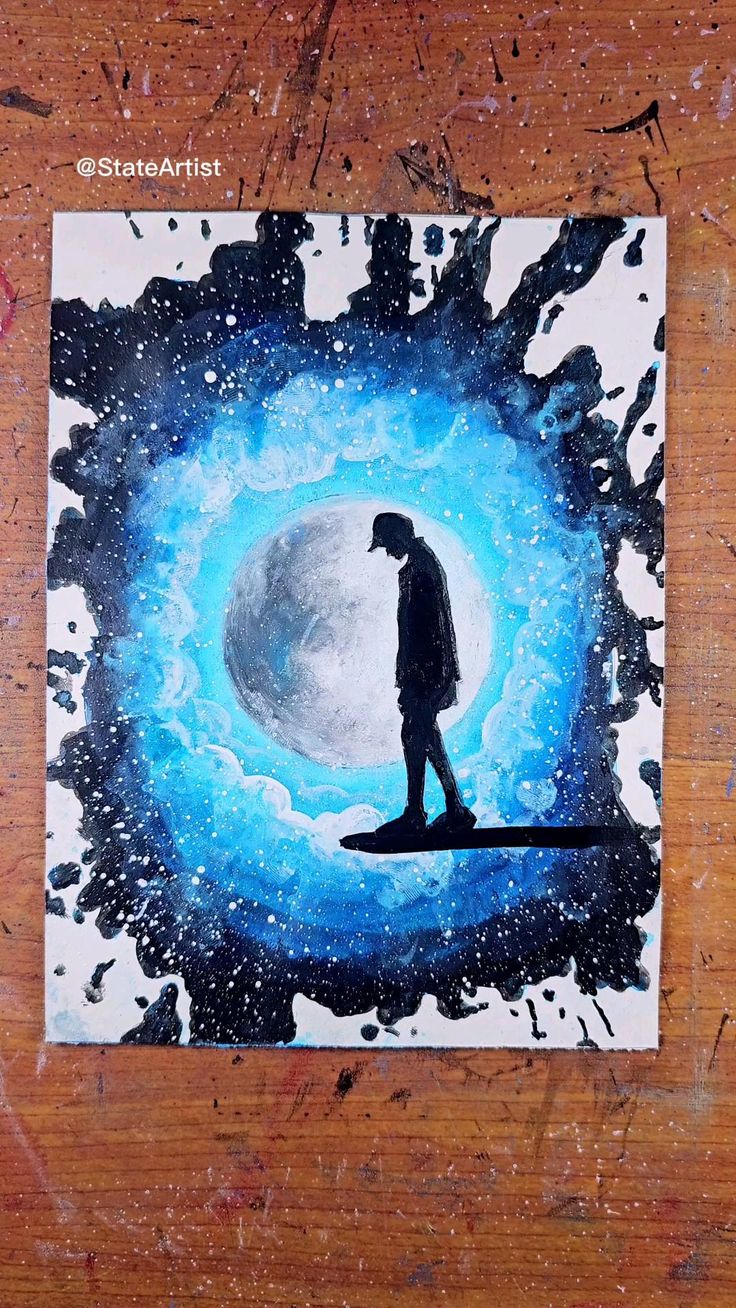 Drawing of the man with the moonlight with Aclyric Colours a