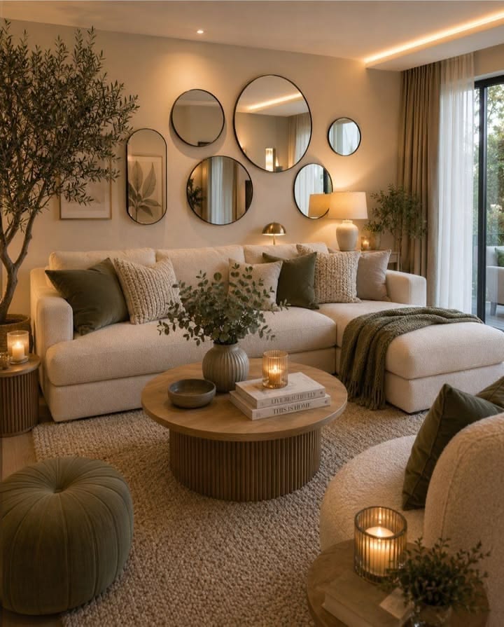 Explore a cozy neutral living room featuring abundant furnit