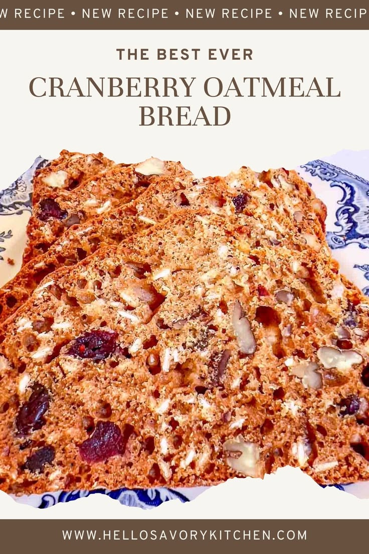This Cranberry Oatmeal Bread is a quick bread that is perfec