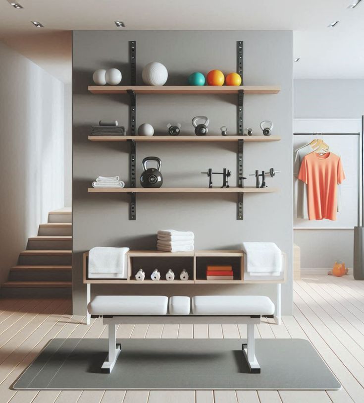 Use floating shelves for efficient and stylish storage in yo