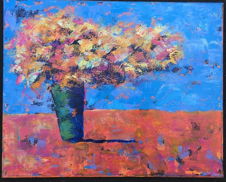 COLORFUL BOUQUET Original Abstract Floral Knife Painting 16x