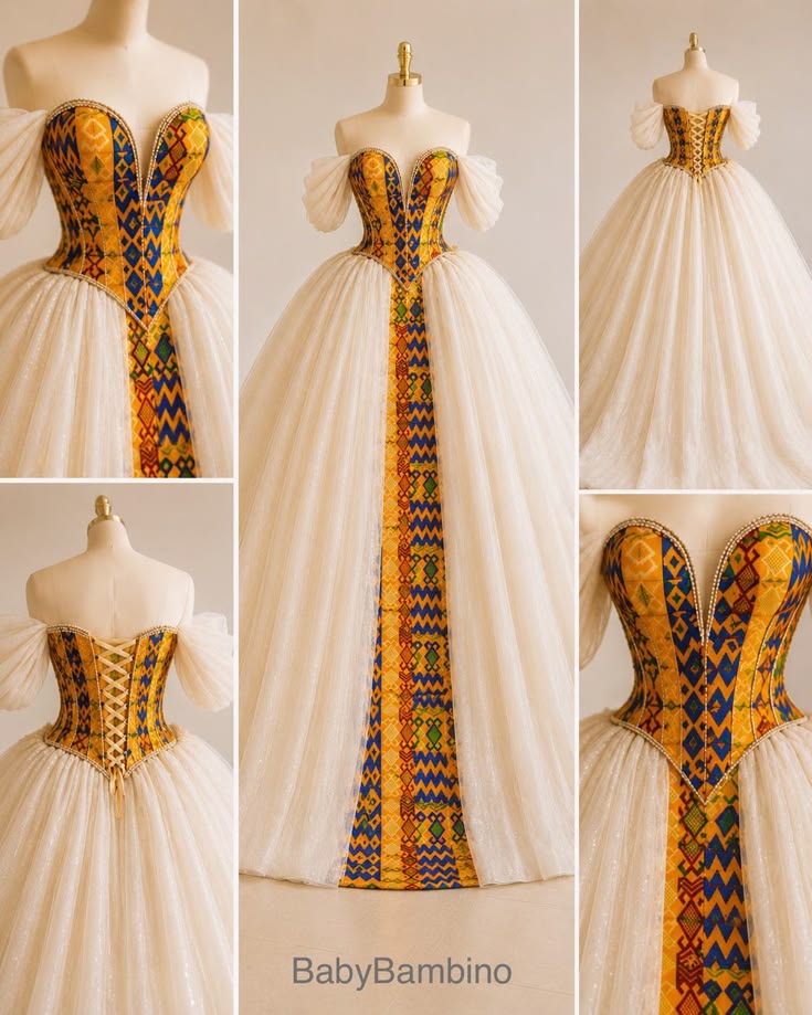 A regal statement in ivory and Kente 💛