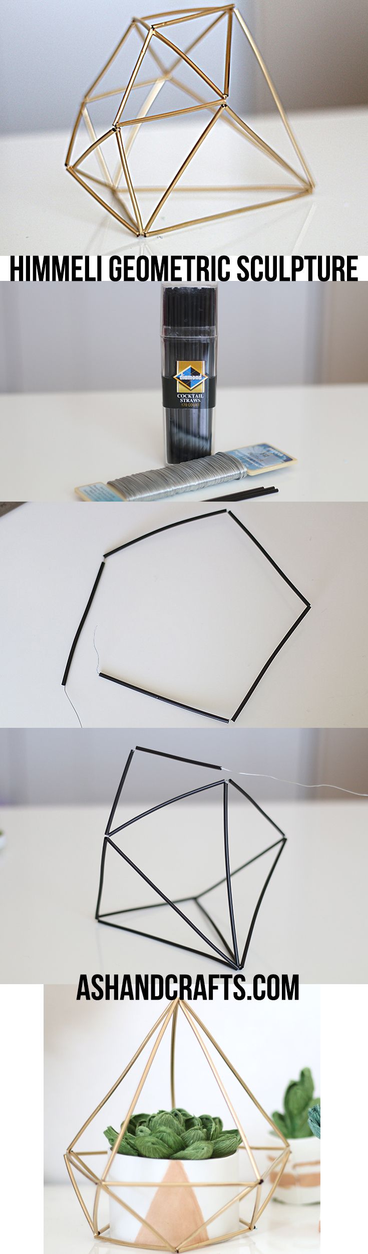 DIY Himmeli Geometric Sculpture | ashandcrafts.com