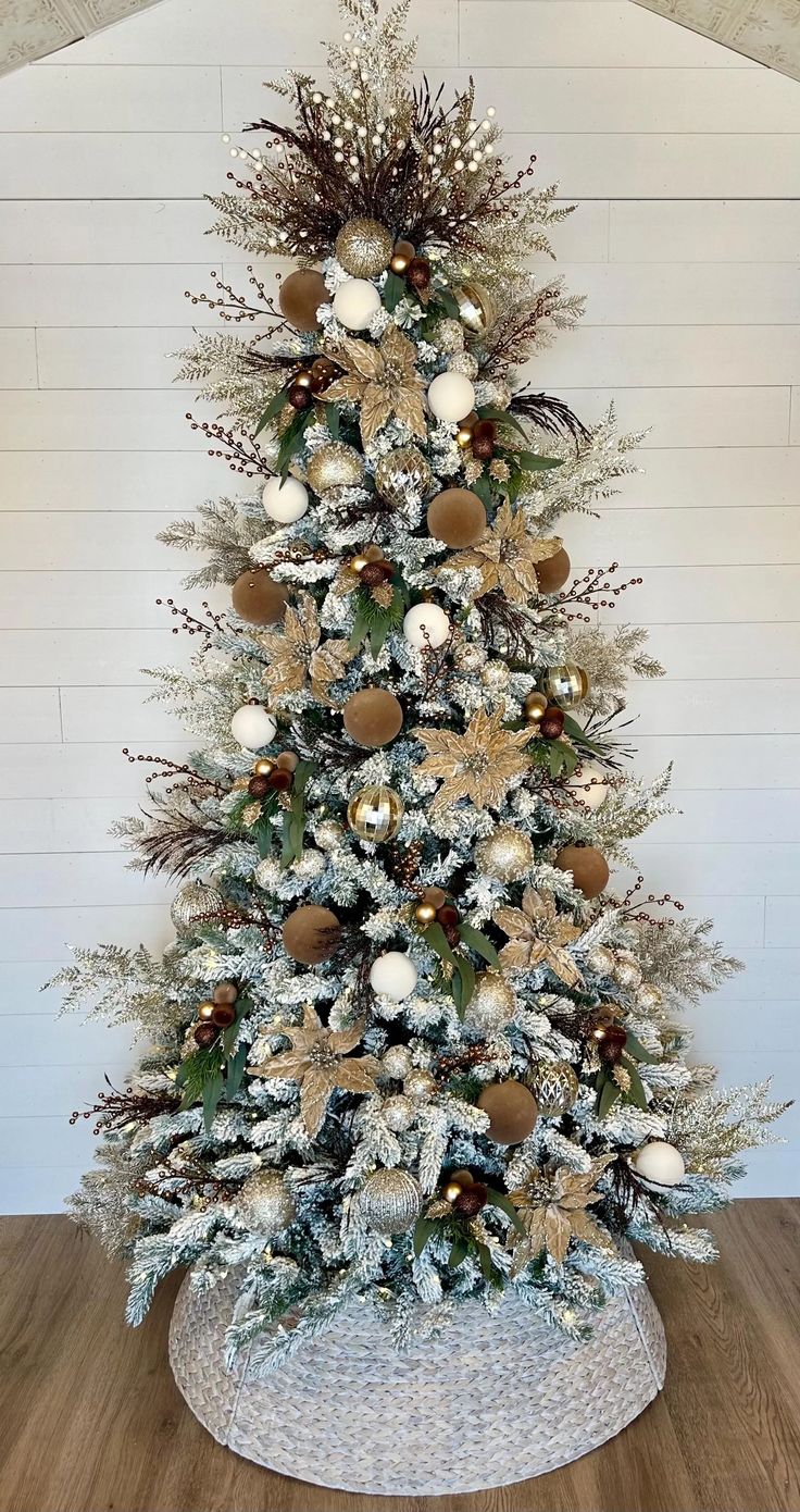 Tree Kit Velvet Christmas, Flocked Ornaments, Neutral Classi
