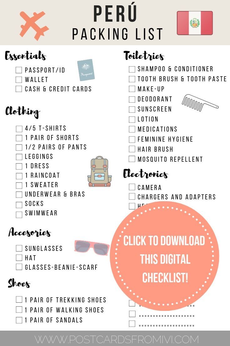 The ultimate Peru packing list with downloadable checklist -