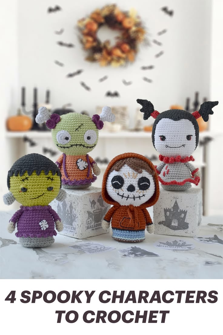 Meet four little spooky characters ready for Halloween — a z