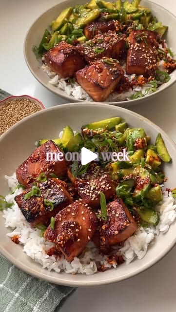 Ashlea Carver on Instagram: "Miso Salmon Bowls with Cucumber