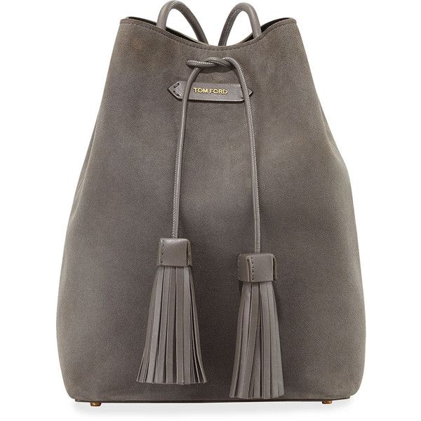 Grey suede bucket bag, chic minimal accessories // Tom Ford