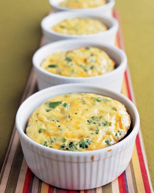 Crustless Broccoli-Cheddar Quiches Recipe -- ready to eat in
