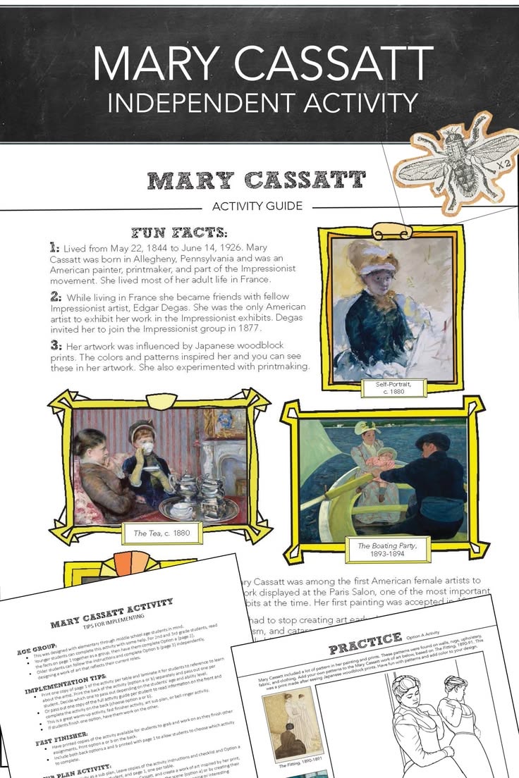 Introduce students to Mary Cassatt with this printable art h