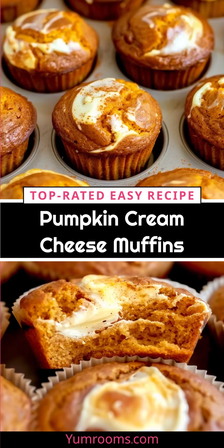 Pumpkin cream cheese muffins bring together fragrant pumpkin