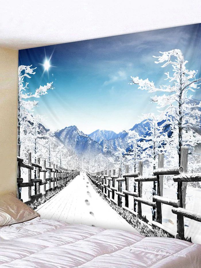 [29% OFF] 2019 Snow Road Printed Tapestry In BLUE GRAY | Dre