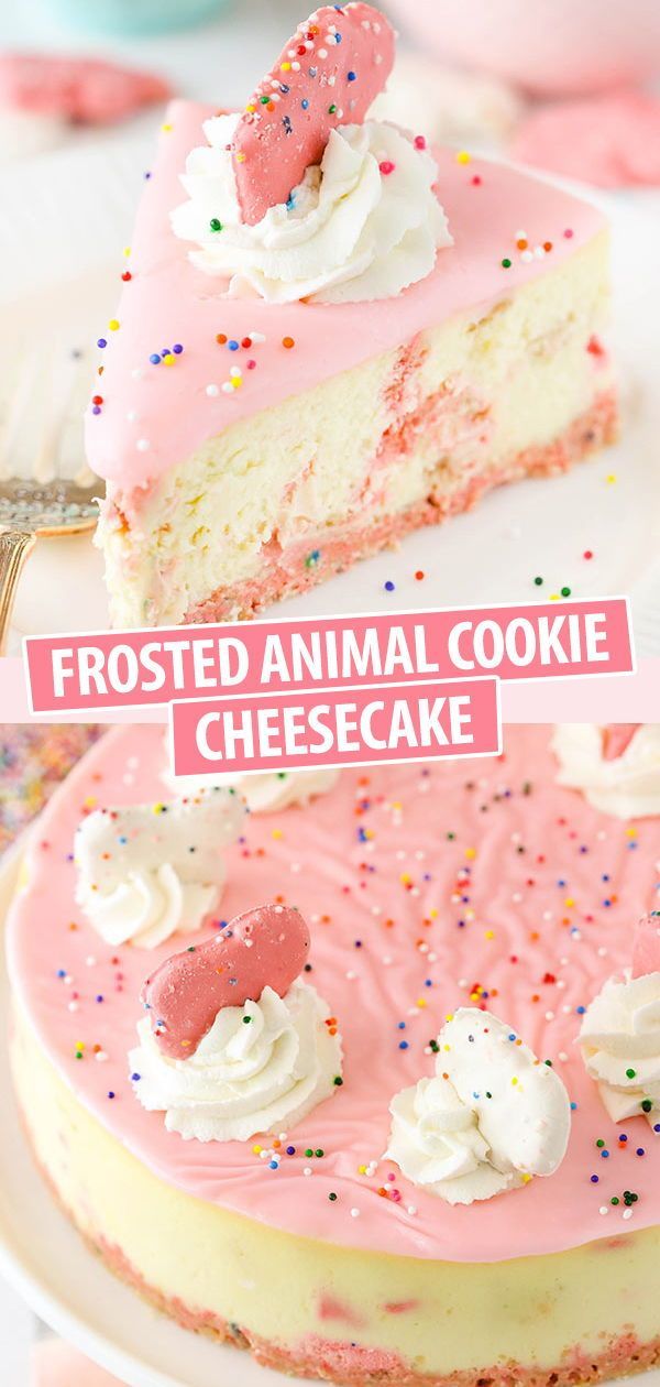 This Frosted Animal Cookie Cheesecake has frosted circus ani