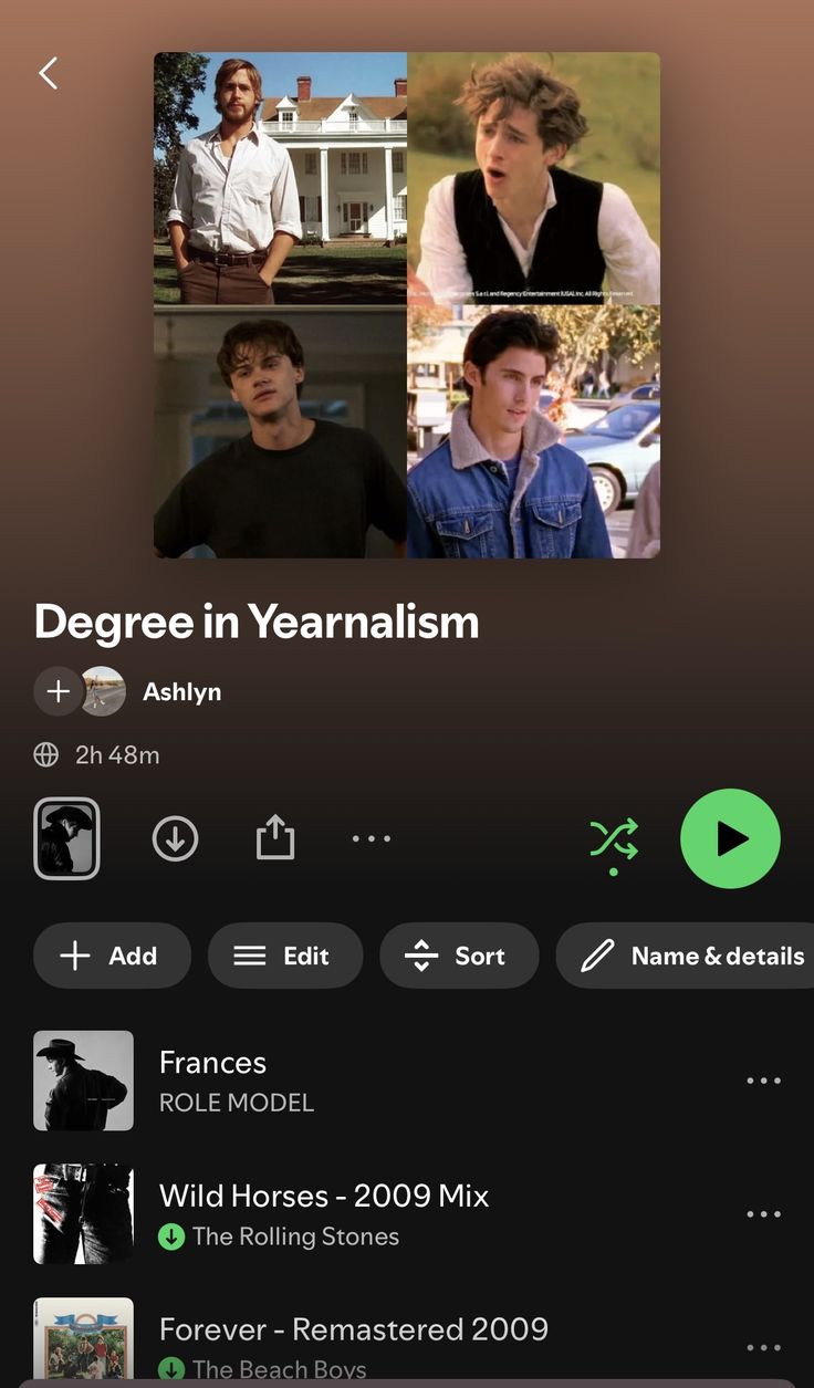 Spotify playlist titled “Degree in Yearnalism” with a playli
