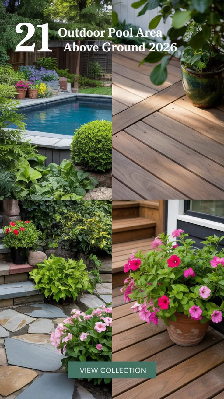 Discover beautiful above-ground pool area designs for your b