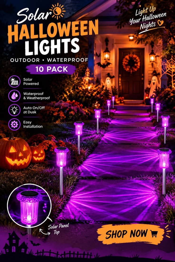 Light up your Halloween pathway with 10-pack solar outdoor l