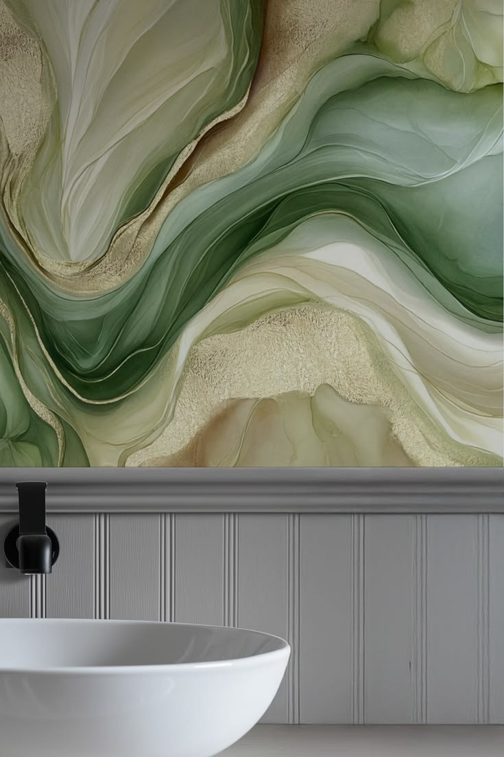 Sculpted Jade Green Flowing Serenity Jade from Happywall.com