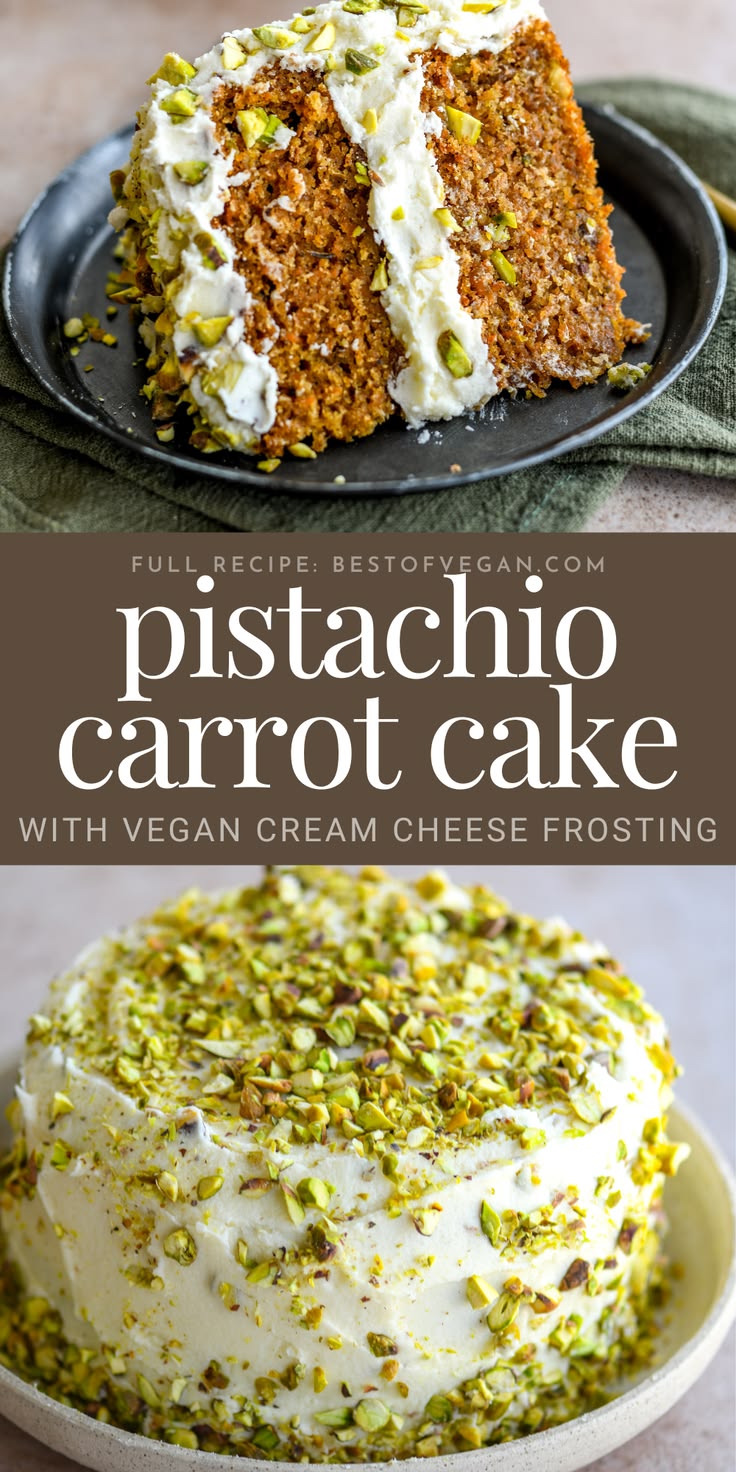 Dairy-Free Pistachio Carrot Cake with Cream Cheese Icing