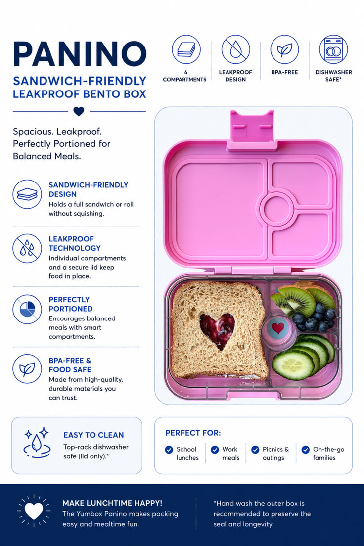 Yumbox Panino bento box is leakproof, compact and lightweigh