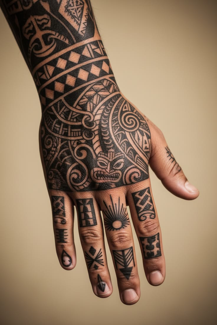 Polynesian tattoos, with their bold geometric patterns, symb
