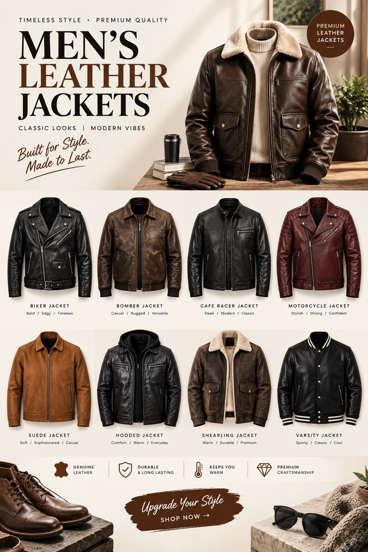 Elevate your wardrobe with our premium men’s leather jackets